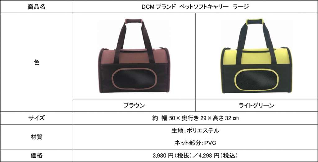 「DCMブランド ペットソフトキャリー ラージ」の商品概要