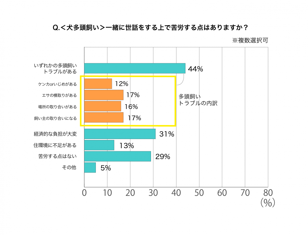 ＜犬多頭飼い＞一緒に世話をする上で苦労する点はありますか？