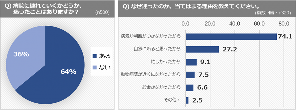 病院に連れていくかどうか、迷ったことがある人は、6割以上